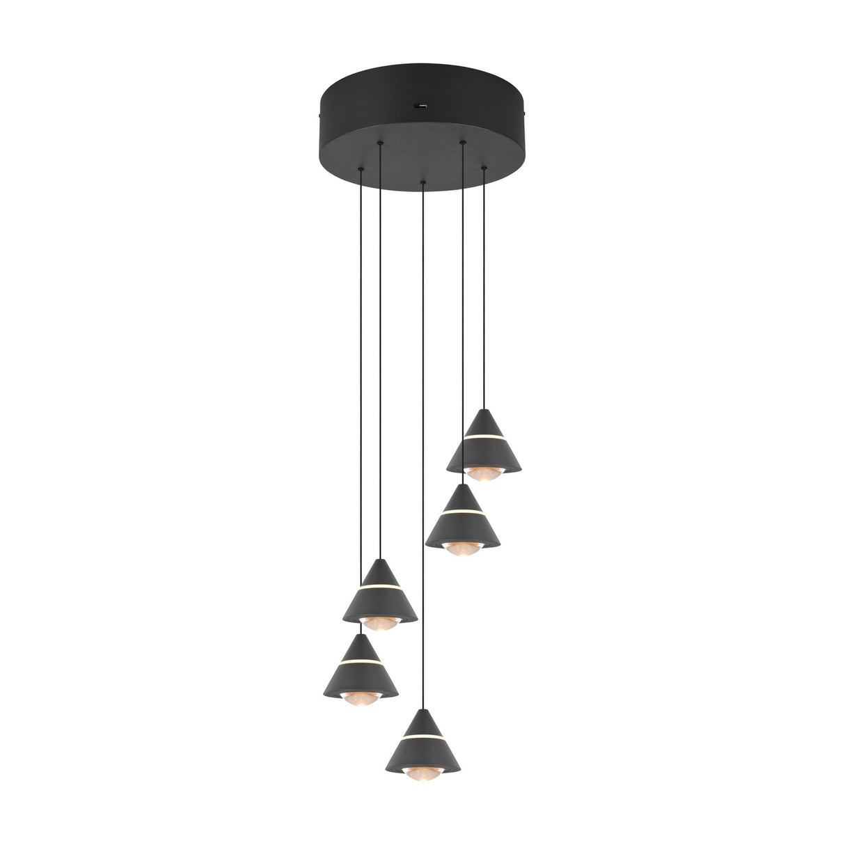 Romeo 5 Light LED Cone Chandelier – Matt Black