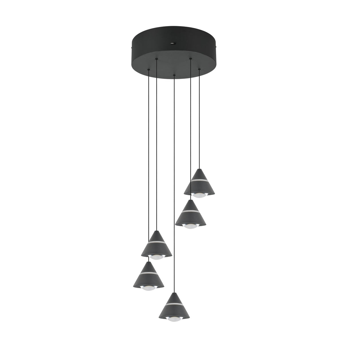 Romeo 5 Light LED Cone Chandelier – Matt Black