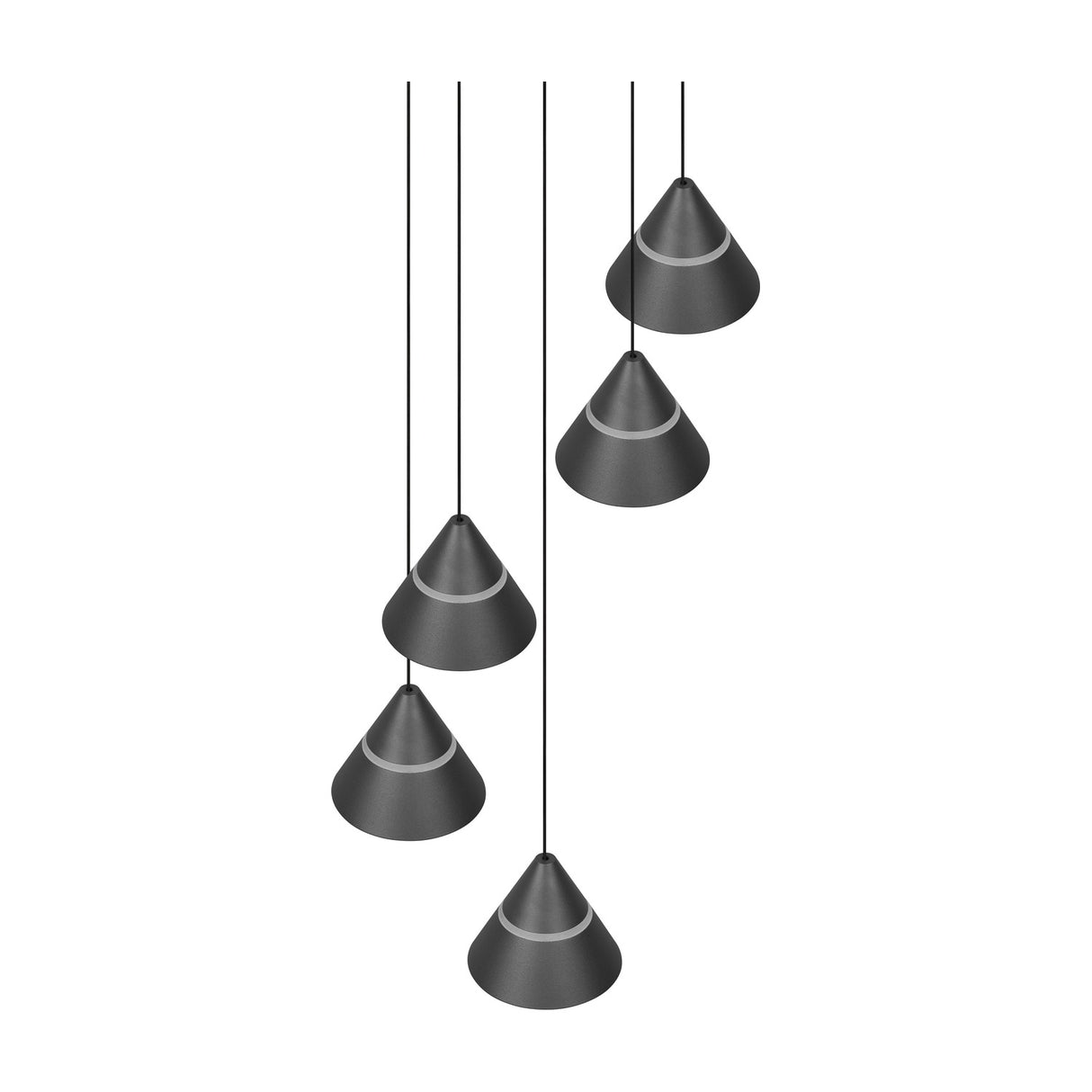 Romeo 5 Light LED Cone Chandelier – Matt Black