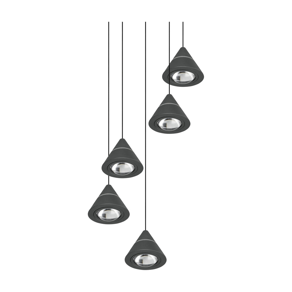 Romeo 5 Light LED Cone Chandelier – Matt Black