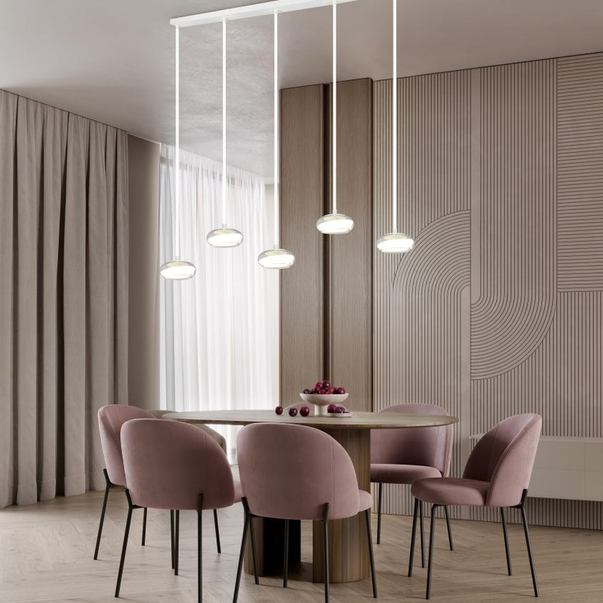 Tarsia 5 Light LED Glass Chandelier – Matt White