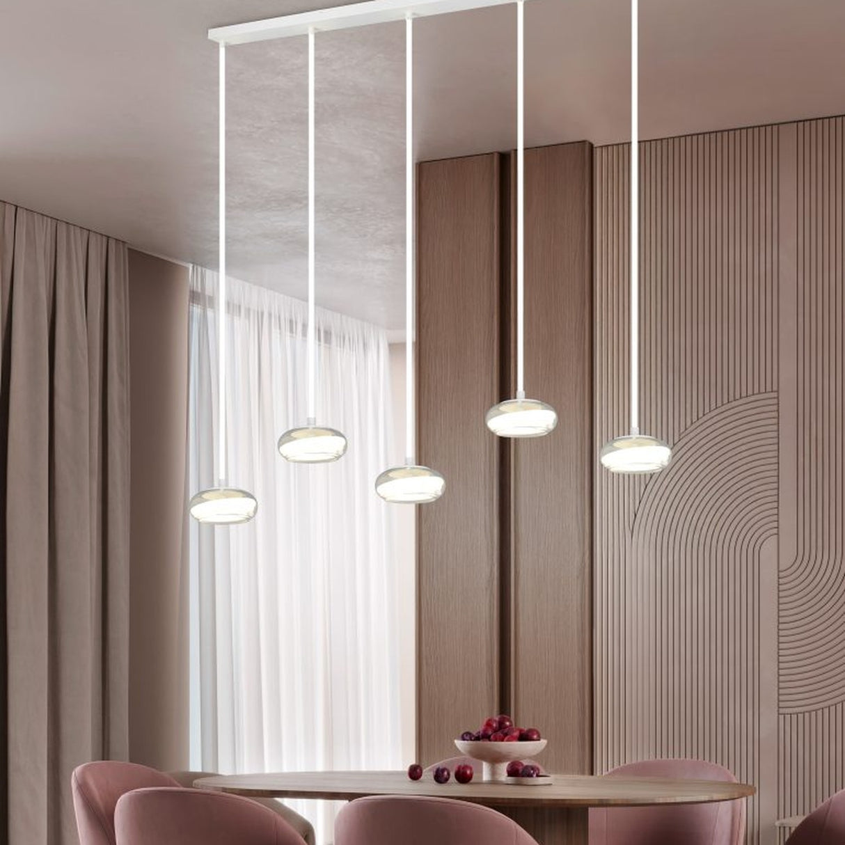 Tarsia 5 Light LED Glass Chandelier – Matt White