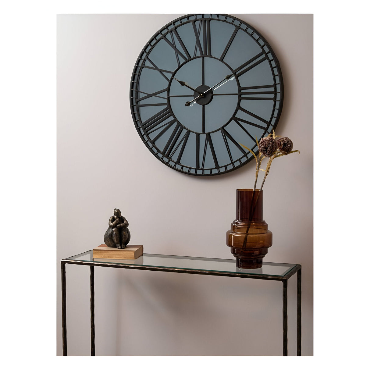 Skeleton Mirror Wall Clock - Black