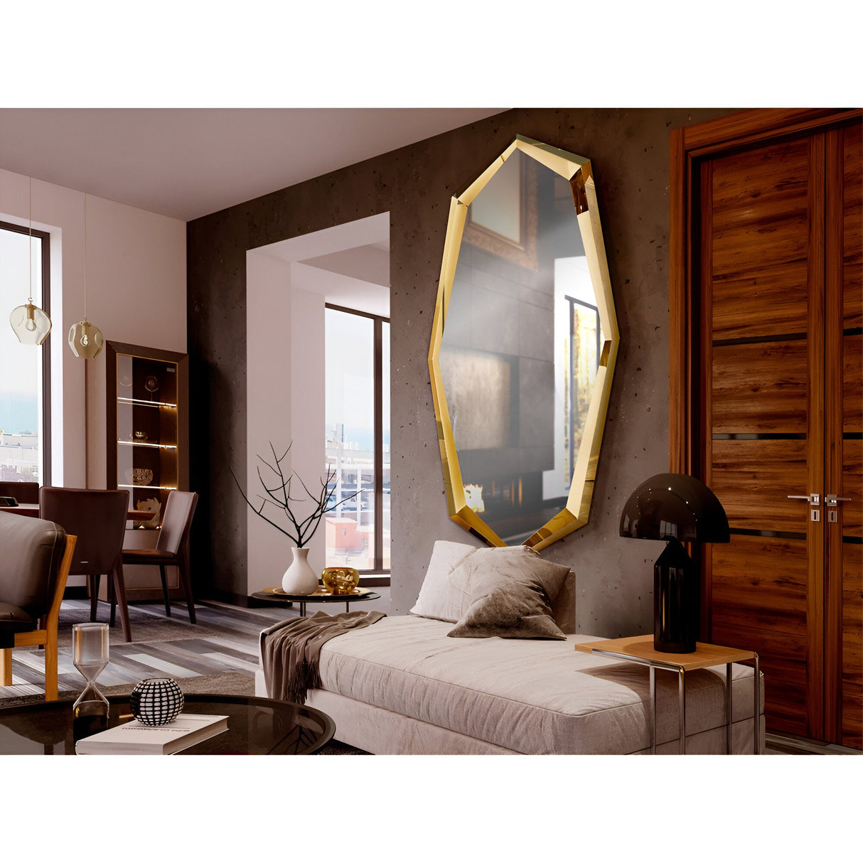 London Asymmetrical Wall Mirror Gold - 180x90cm