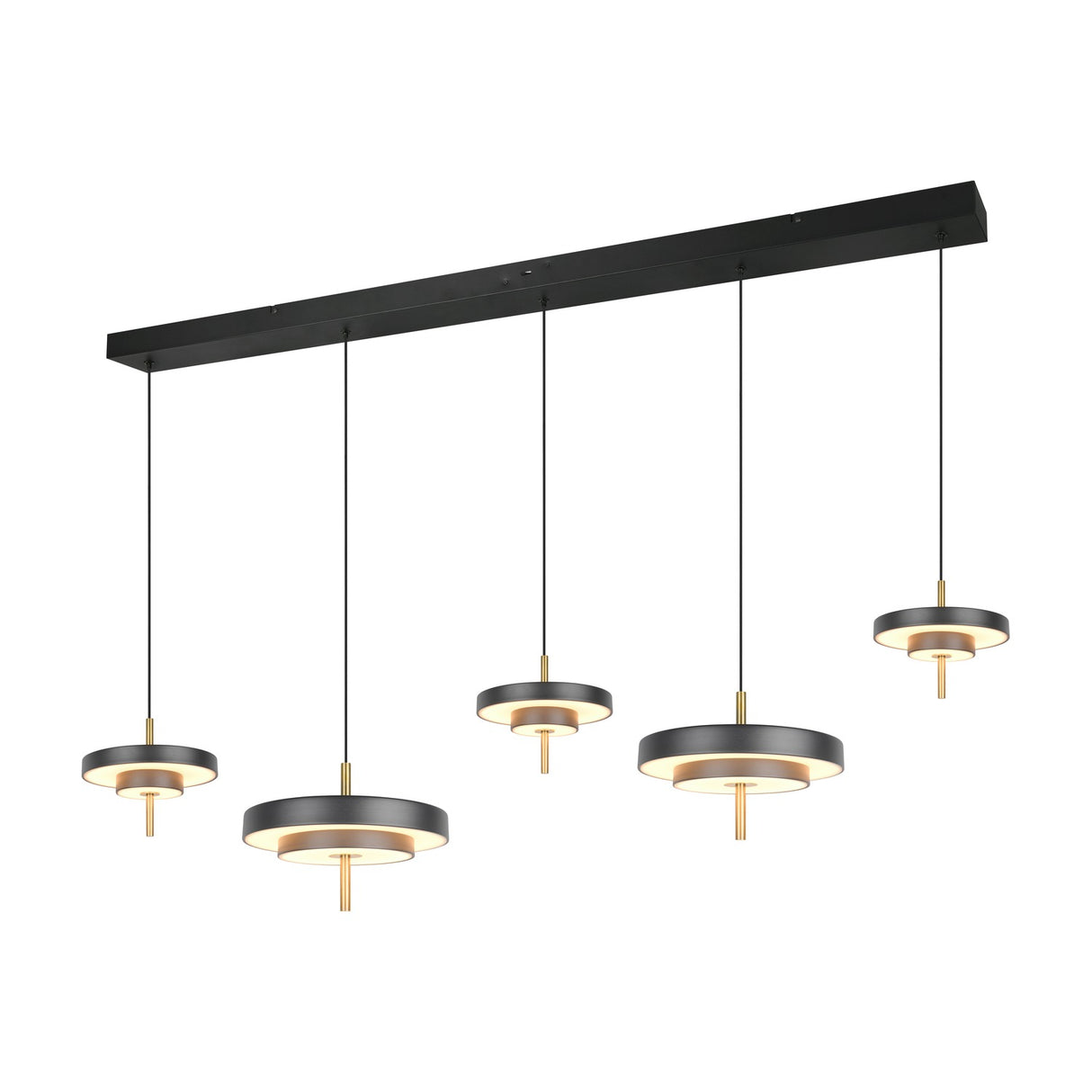 Keaton 5 Light LED Linear Chandelier – Black & Gold