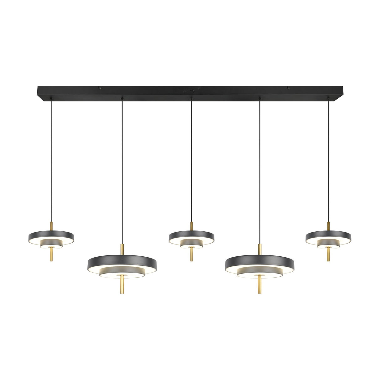 Keaton 5 Light LED Linear Chandelier – Black & Gold