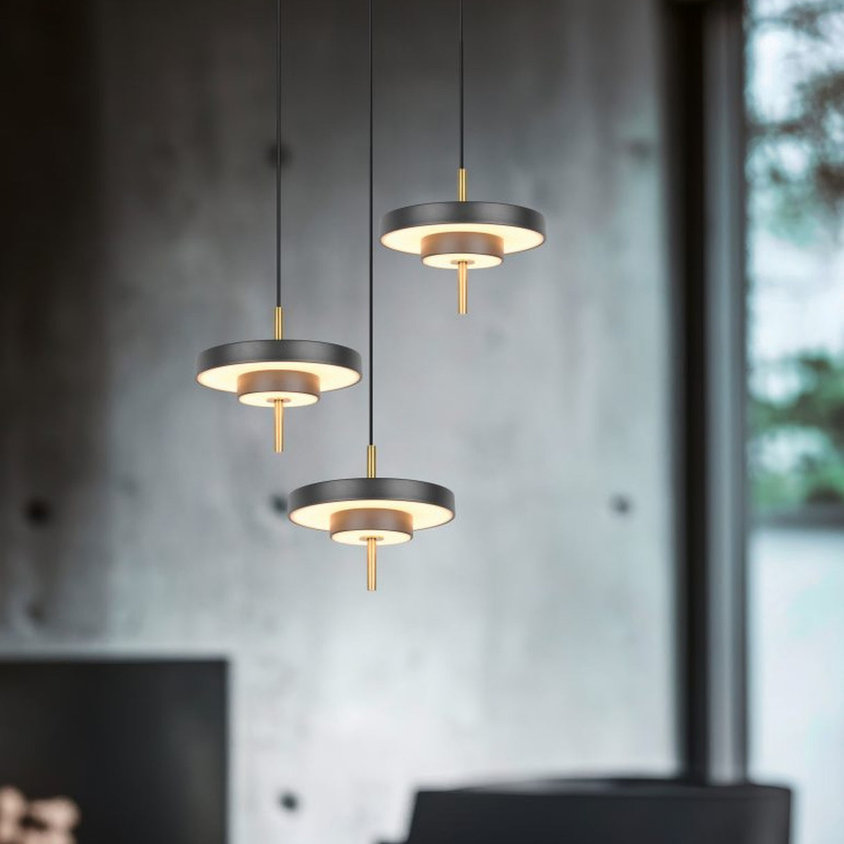 Keaton 3 Light LED Chandelier – Black & Gold