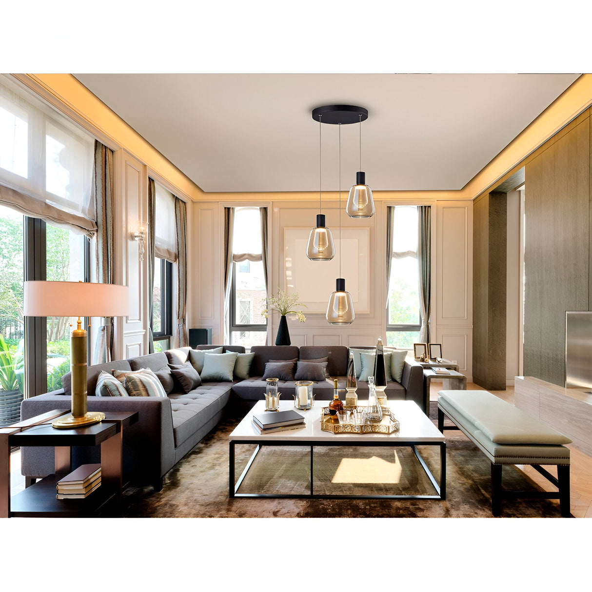 Carisa 3 Light LED Glass Cluster Pendant Light 5W 3000K - Ambler