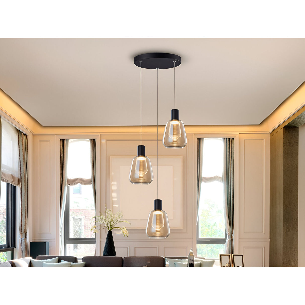 Carisa 3 Light LED Glass Cluster Pendant Light 5W 3000K - Ambler