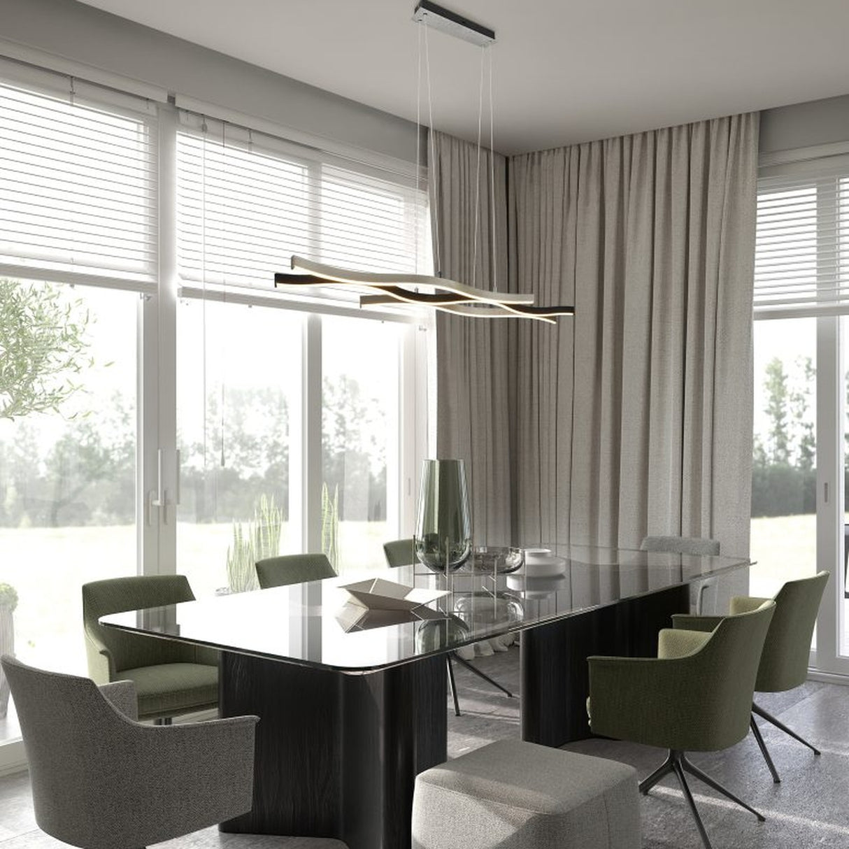 Blaze 2 Light LED Linear Chandelier – Brushed Aluminium