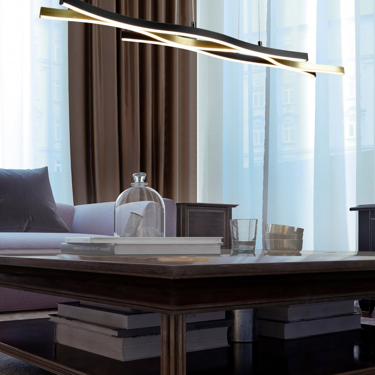 Blaze 2 Light LED Linear Chandelier – Satin Brass