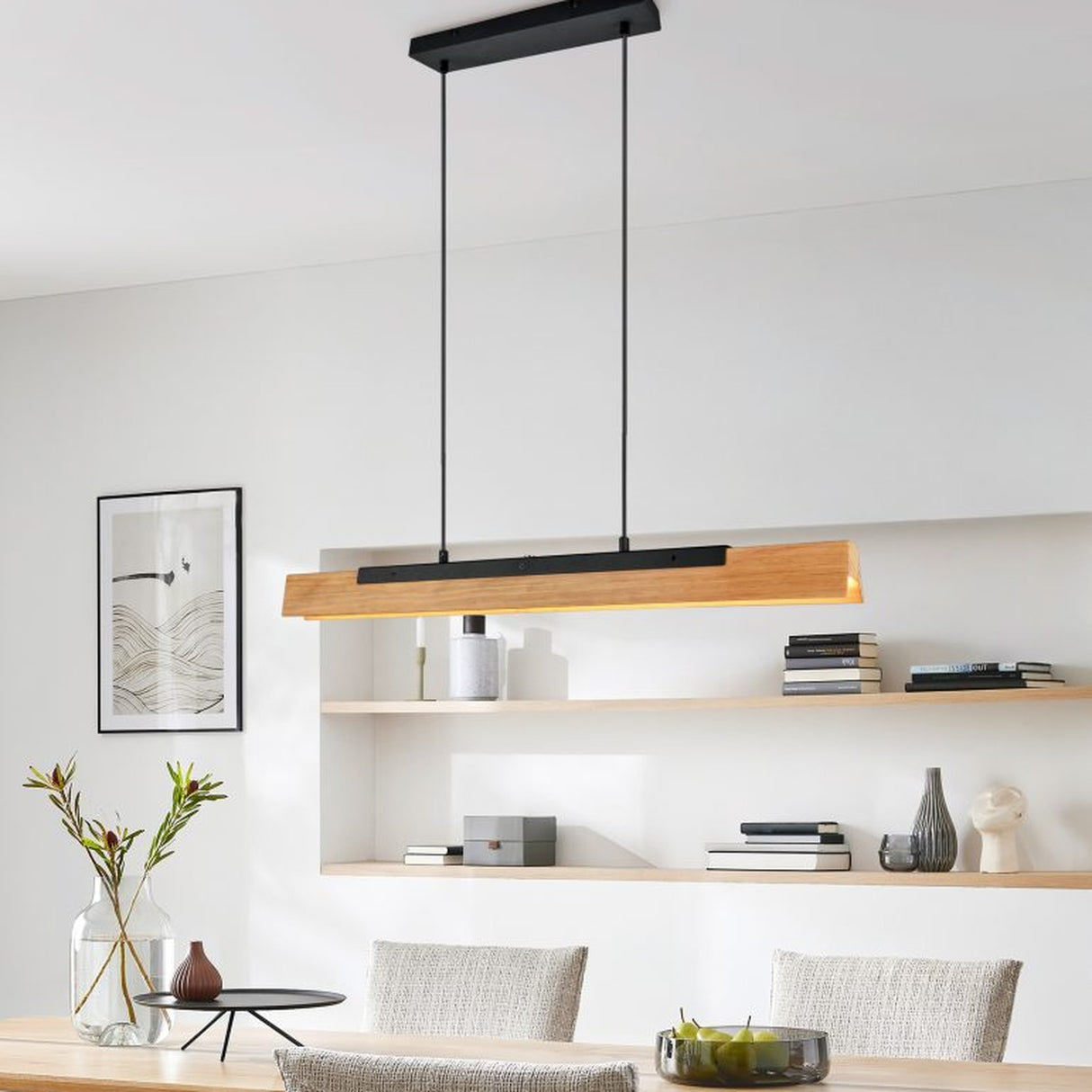 Kerala LED Wooden Pendant – Matt Black