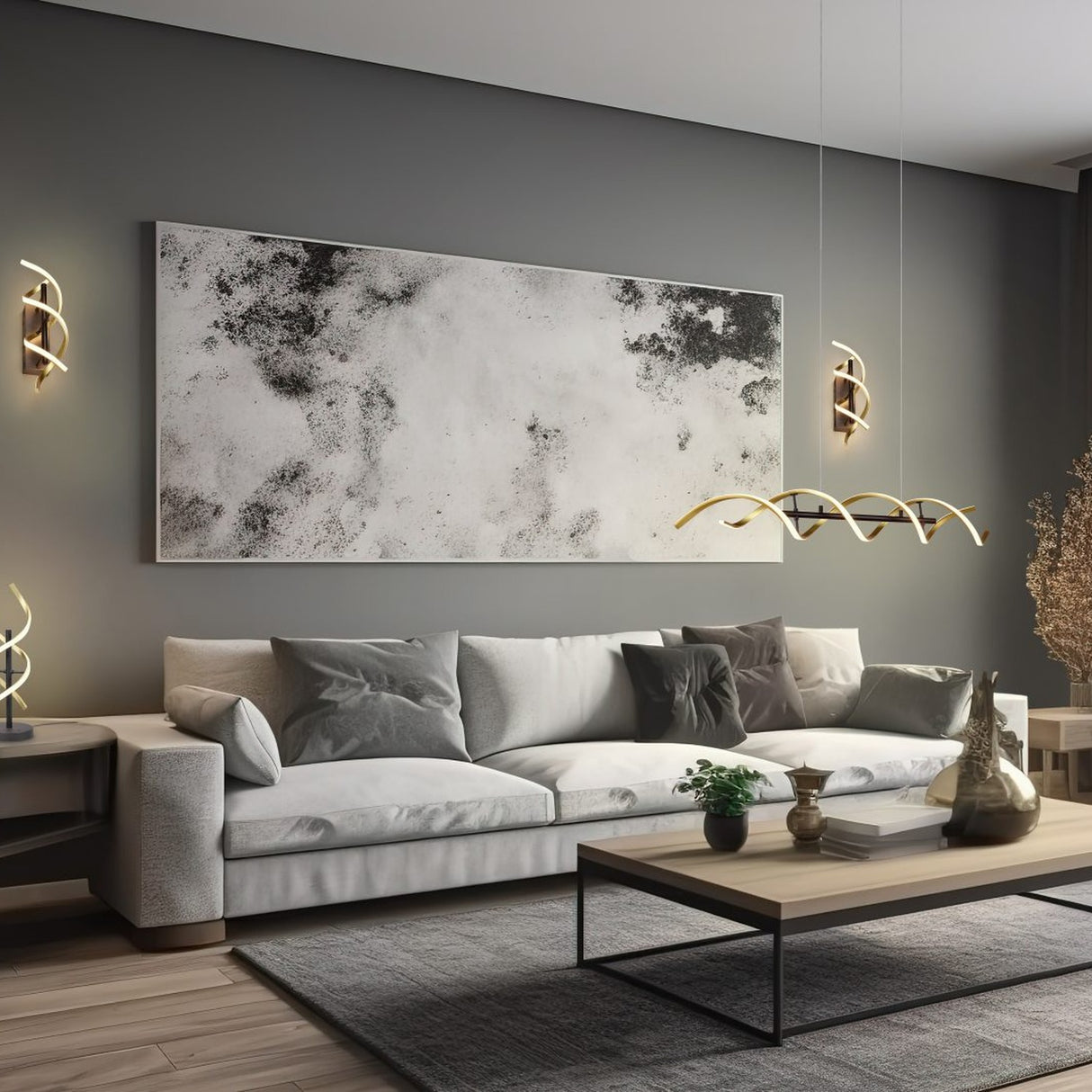 Sequence LED Spiral Chandelier – Gold