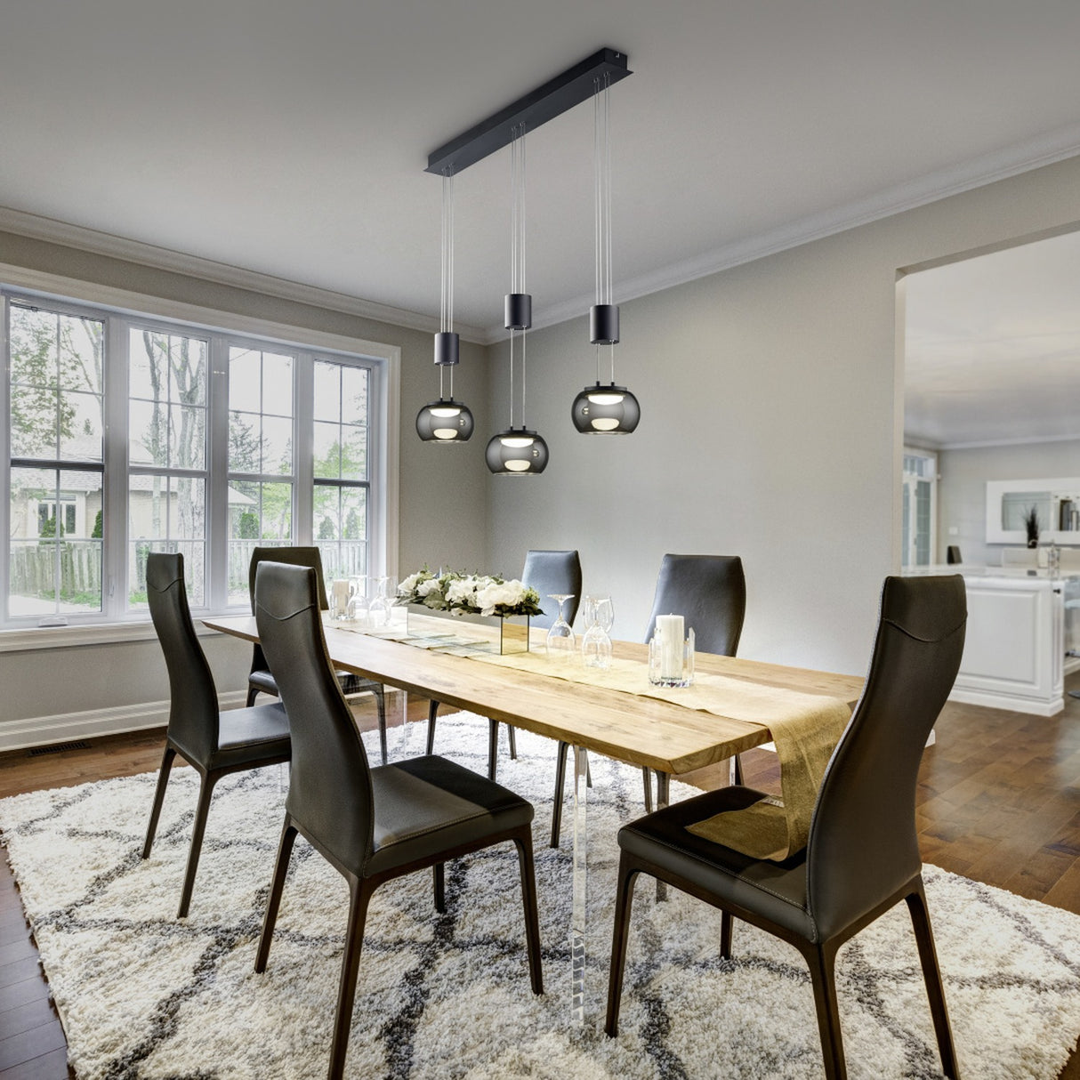 Madison 3 Light LED Globe Chandelier – Matt Black