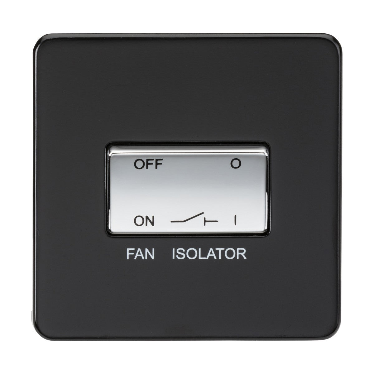 10A Fan Isolator Switch - Matt Black with Chrome Rocker