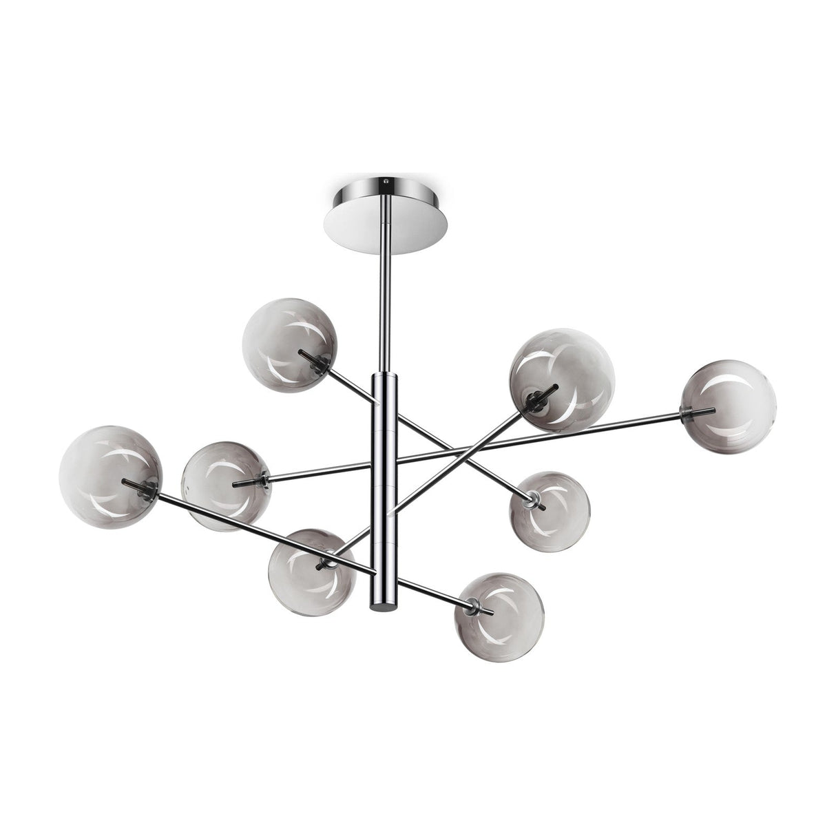 Equinoxe Chandelier - Chrome & Smoke Glass (8 Light)