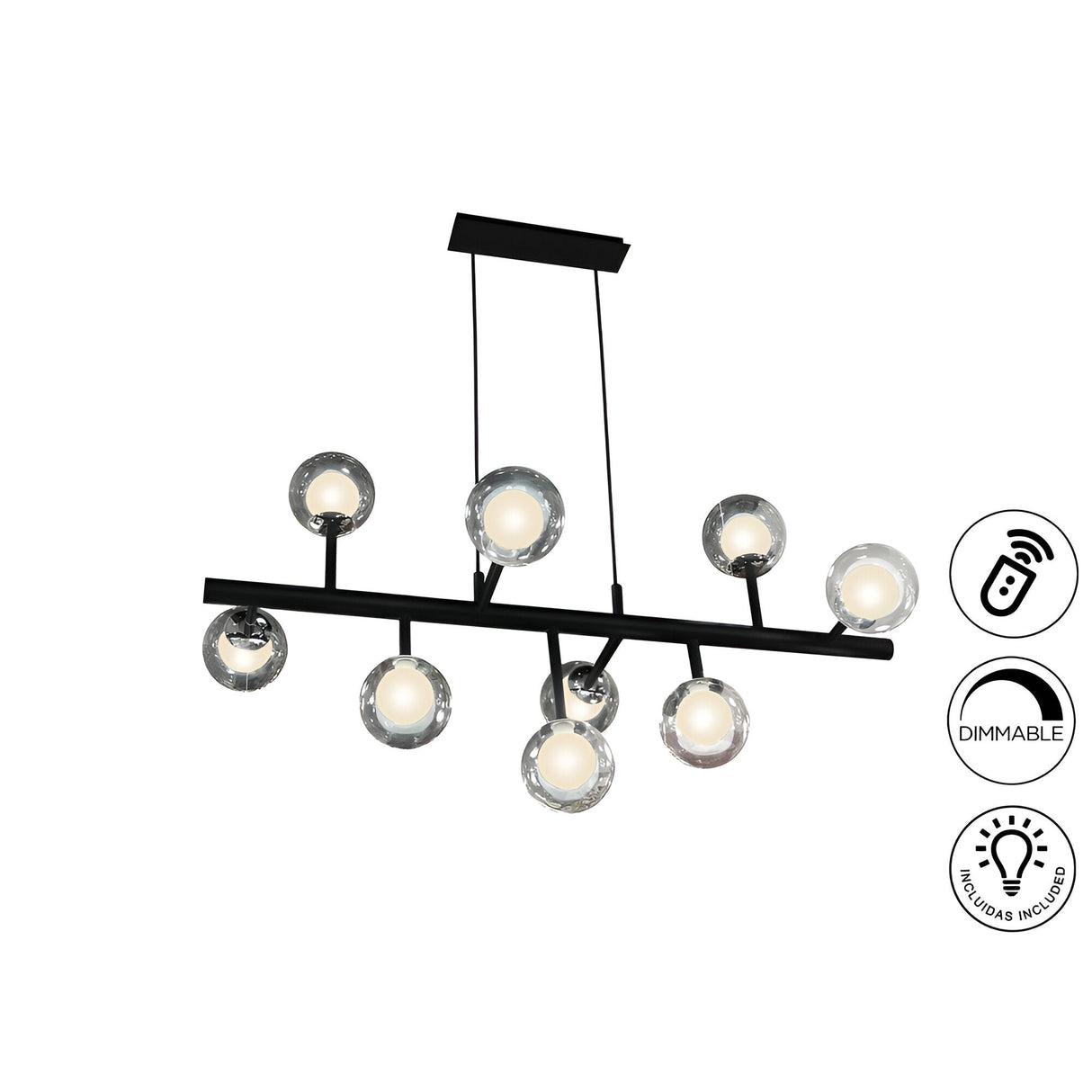 Altais 5 Light Linear Suspension - Black (With Remote Control)