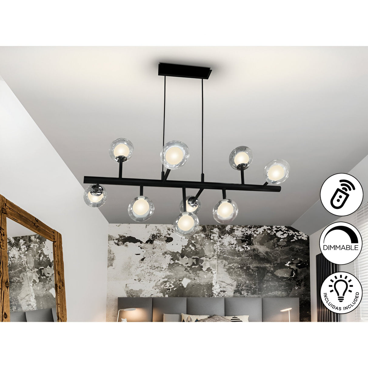 Altais 5 Light Linear Suspension - Black (With Remote Control)