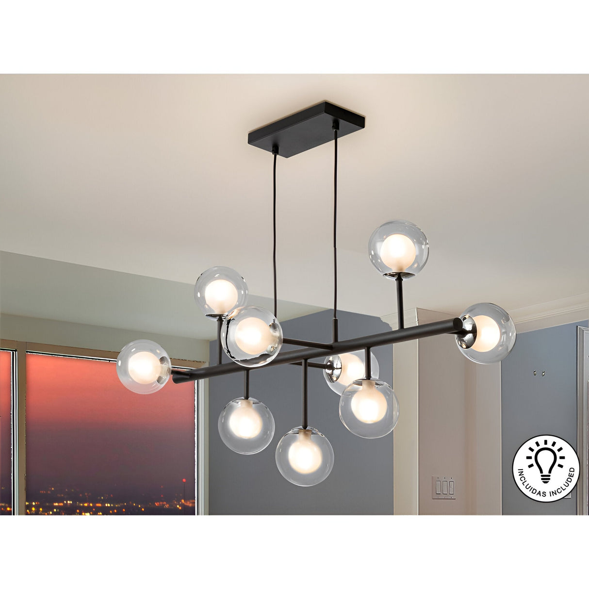 Altais 9 Light Linear Suspension - Black