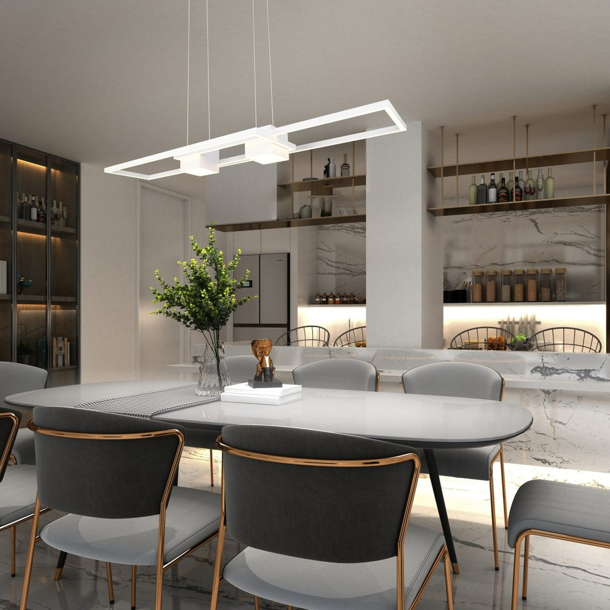 Albany 2 Light LED Up Down Chandelier – Matt White