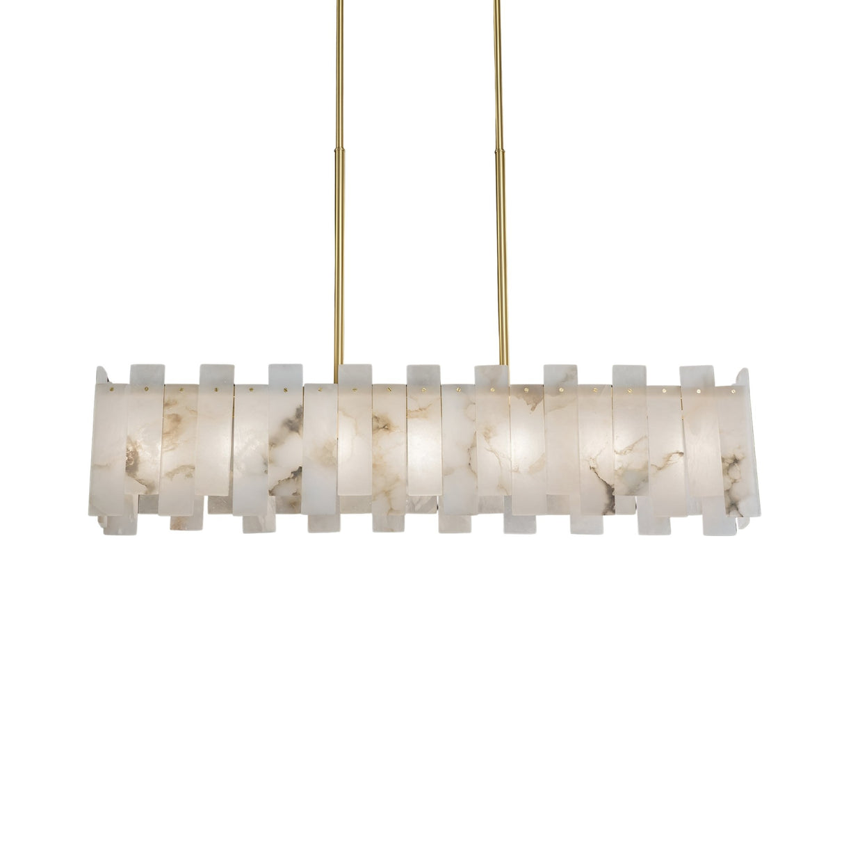 Lunaro Linear Panel Alabaster Chandelier – Brushed Brass & Soft White
