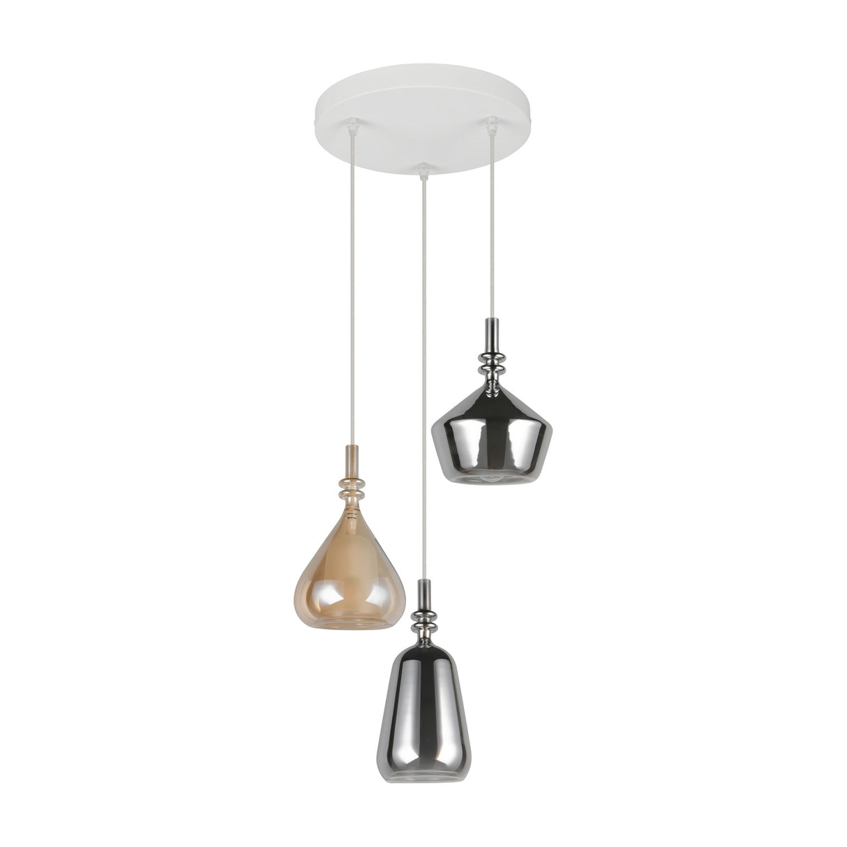 Aldea 3 Light Glass Chandelier – Matt White