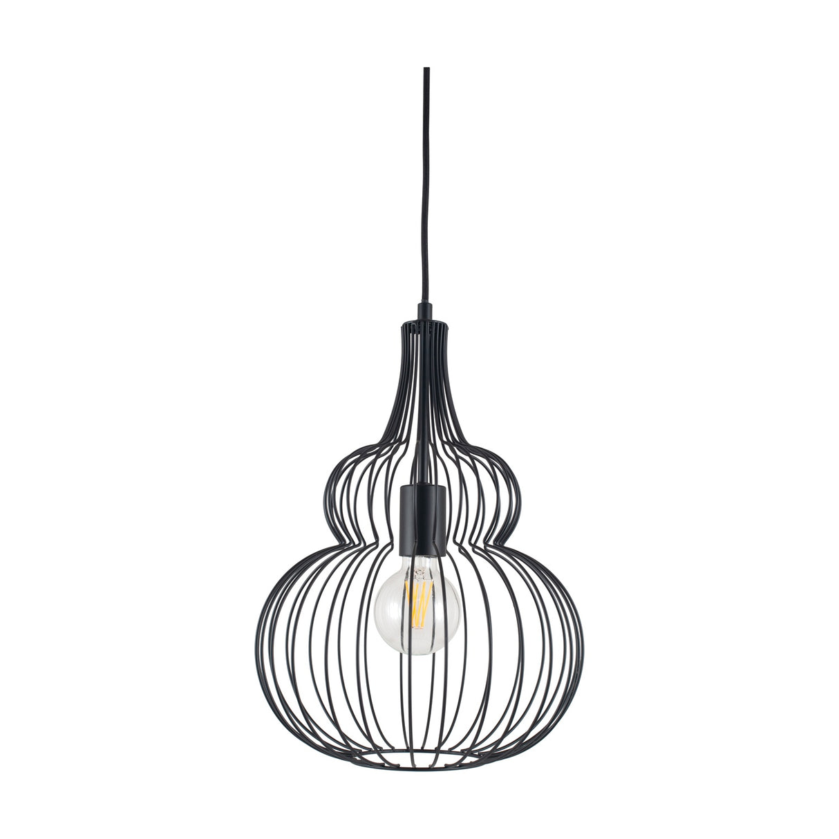 Dania Matt Black Iron Shaped Wire Pendant Light - 30cm
