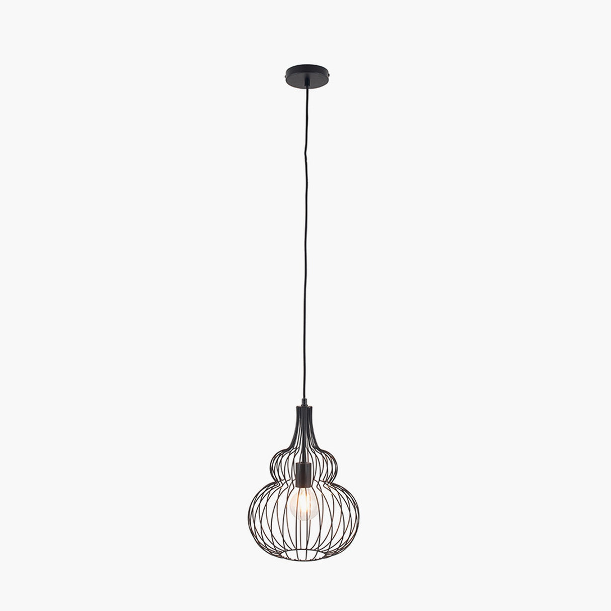Dania Matt Black Iron Shaped Wire Pendant Light - 30cm