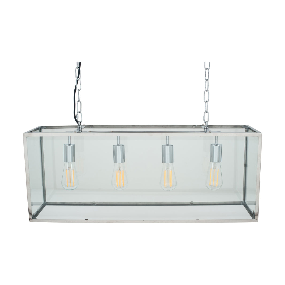 Llewellyn Silver Metal & Glass 4 Bulb Pendant Light - 82cm