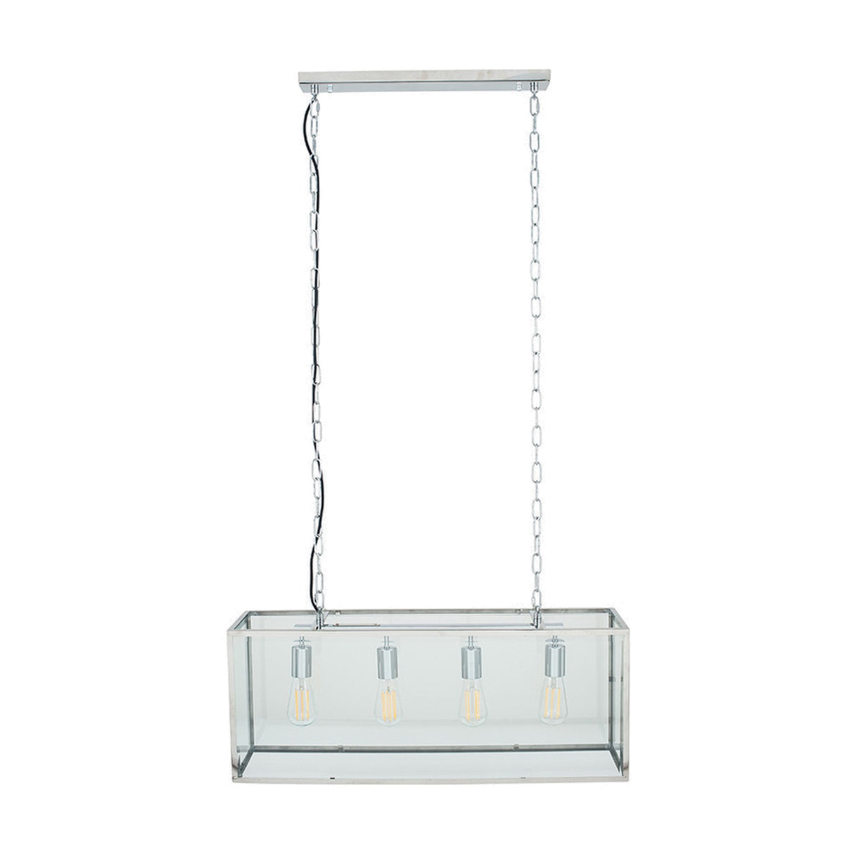 Llewellyn Silver Metal & Glass 4 Bulb Pendant Light - 82cm