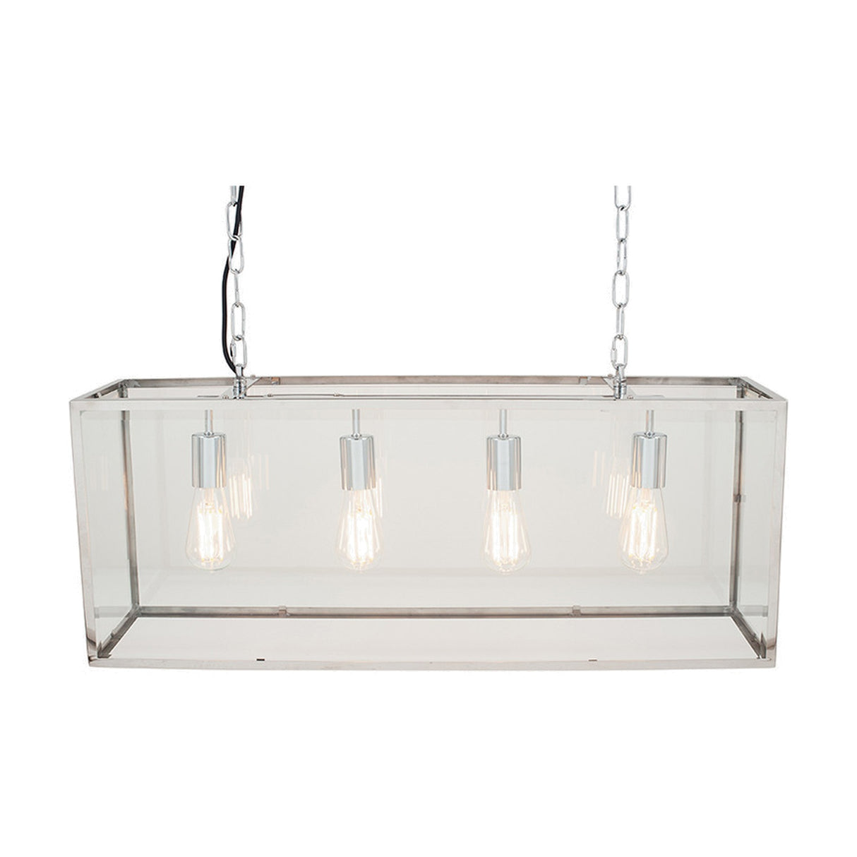 Llewellyn Silver Metal & Glass 4 Bulb Pendant Light - 82cm