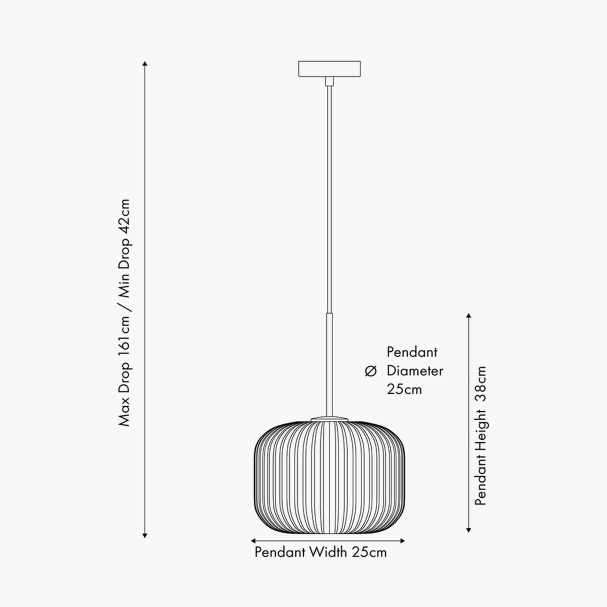 Bella White Glass & Gold Iron Ribbed Squoval Pendant Light - 25cm