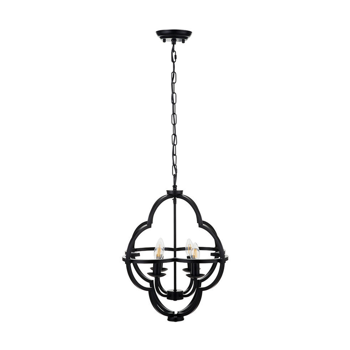 Amine Black Metal 4 Light Fleur De Lys Pendant - 47cm