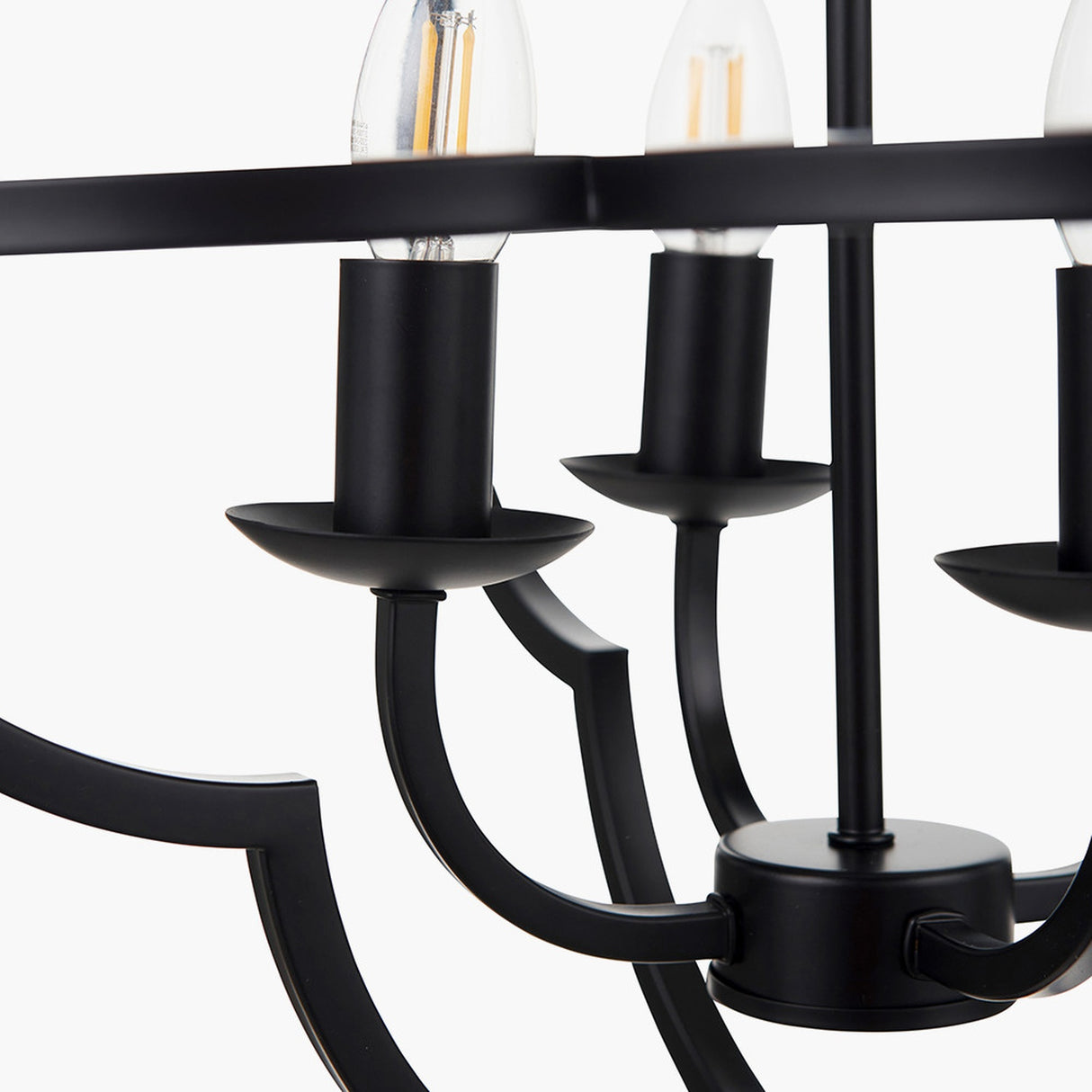 Amine Black Metal 4 Light Fleur De Lys Pendant - 47cm