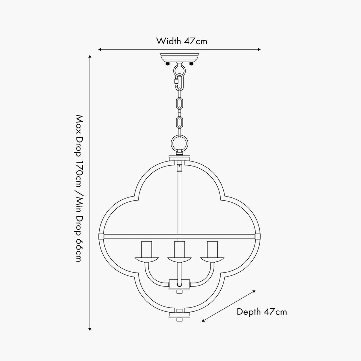 Amine Black Metal 4 Light Fleur De Lys Pendant - 47cm