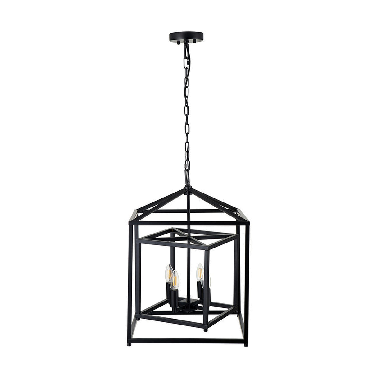 Anis Black Metal 4 Light Cube Pendant - 40cm