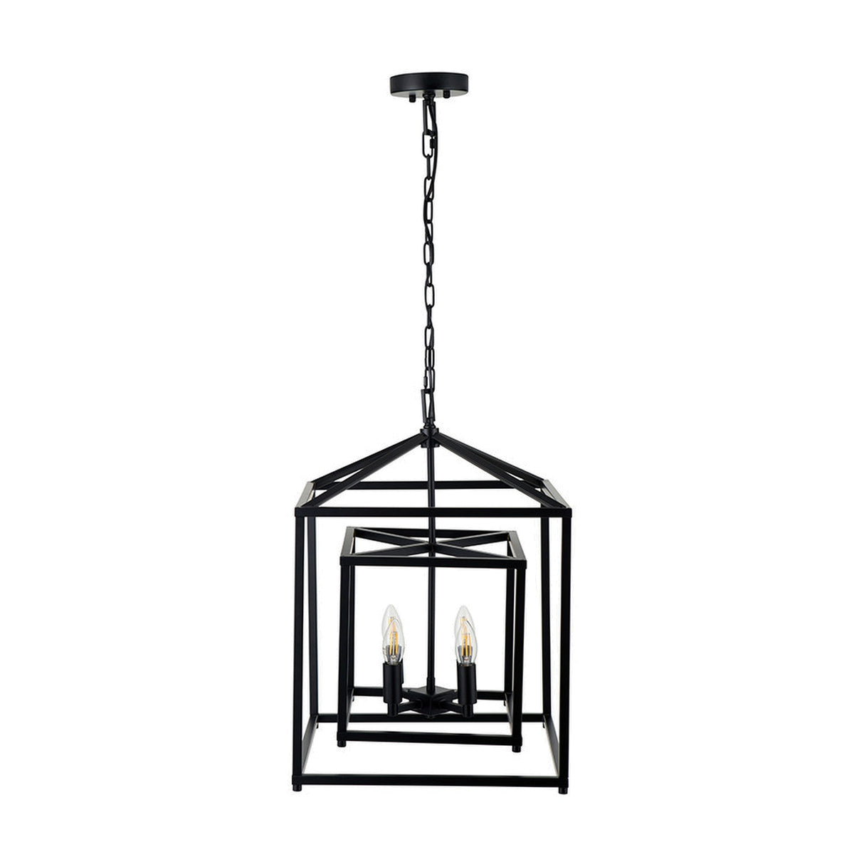 Anis Black Metal 4 Light Cube Pendant - 40cm