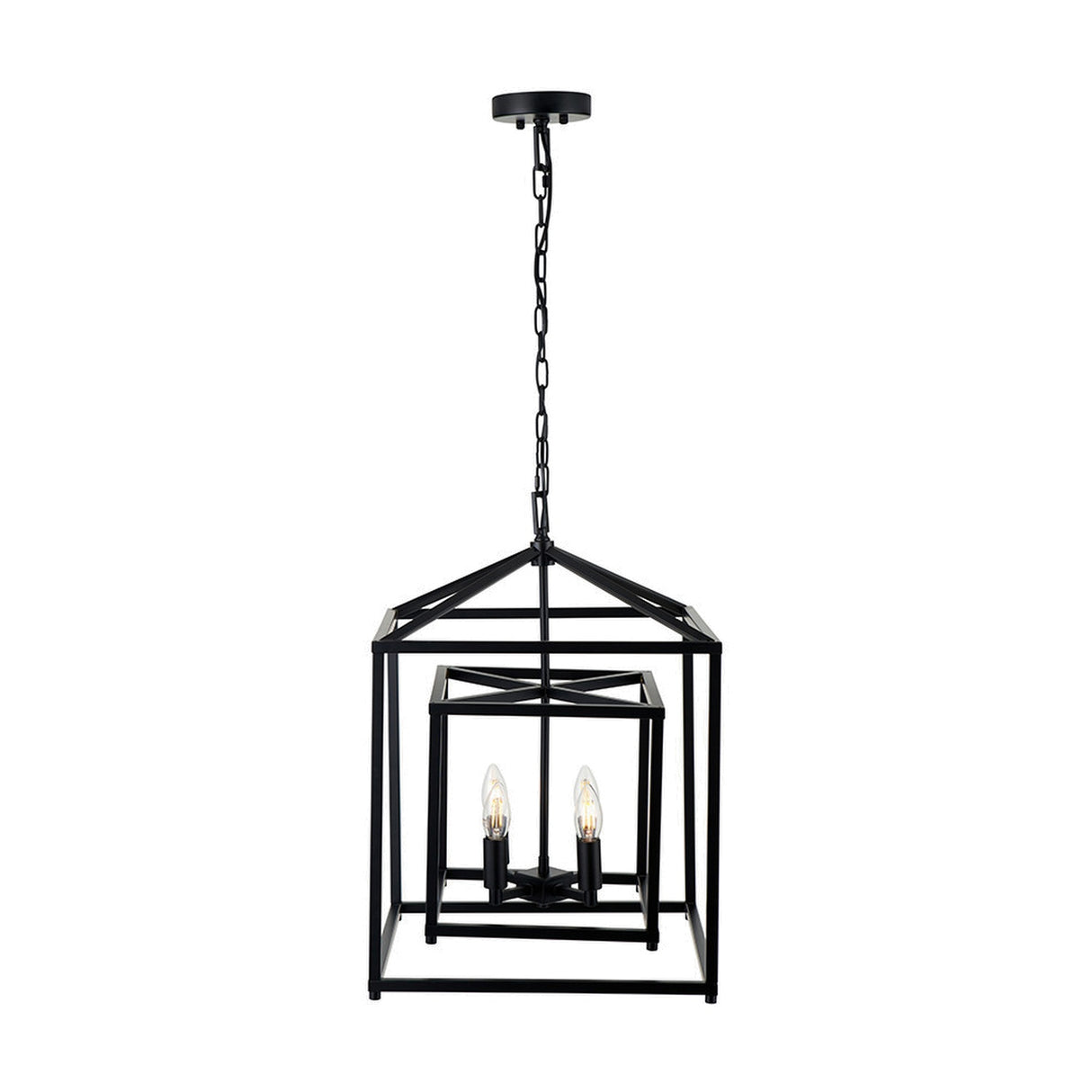 Anis Black Metal 4 Light Cube Pendant - 40cm