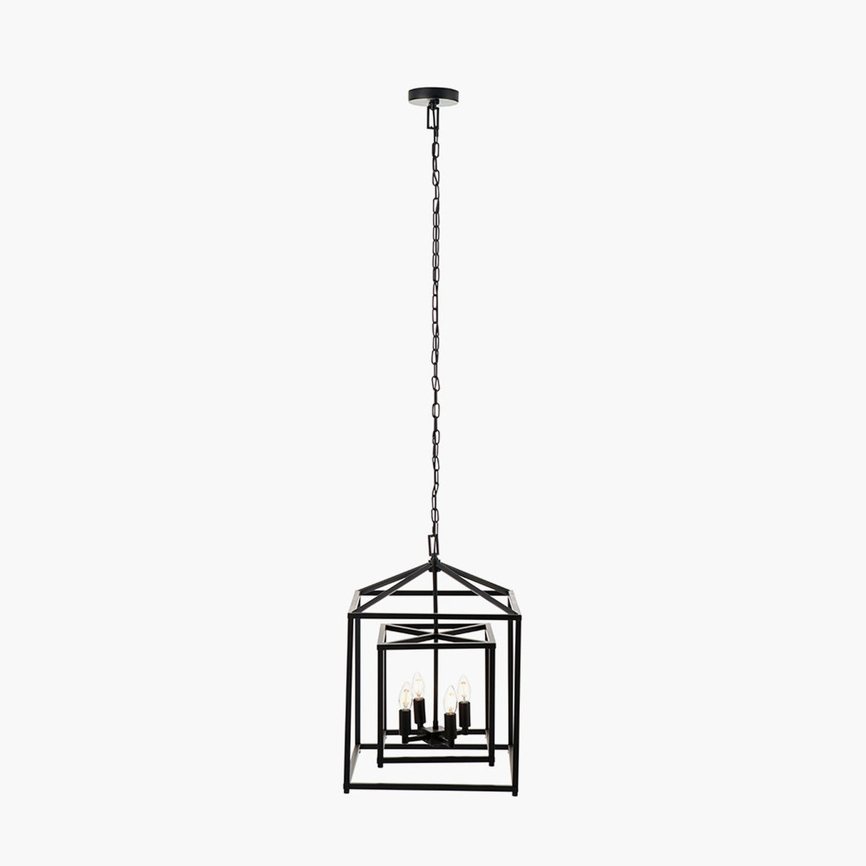 Anis Black Metal 4 Light Cube Pendant - 40cm