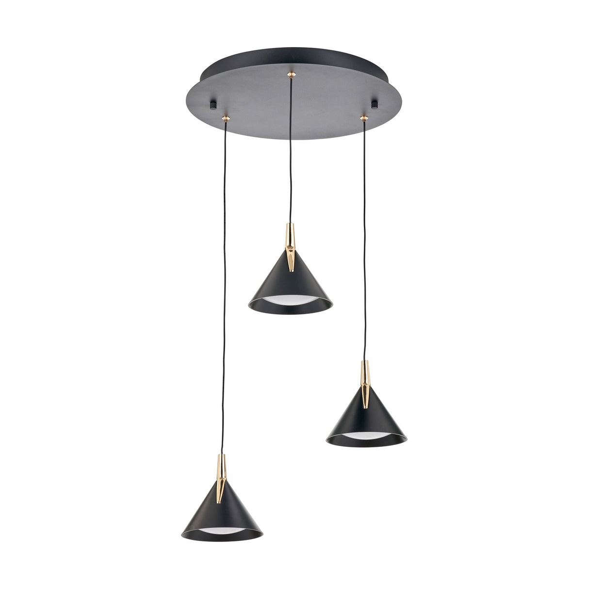 Astarion Matt Black & Gold Multi Drop LED Pendant Light - 42cm