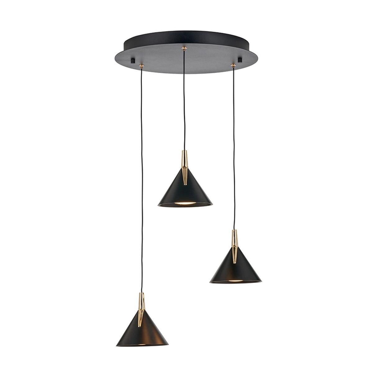 Astarion Matt Black & Gold Multi Drop LED Pendant Light - 42cm