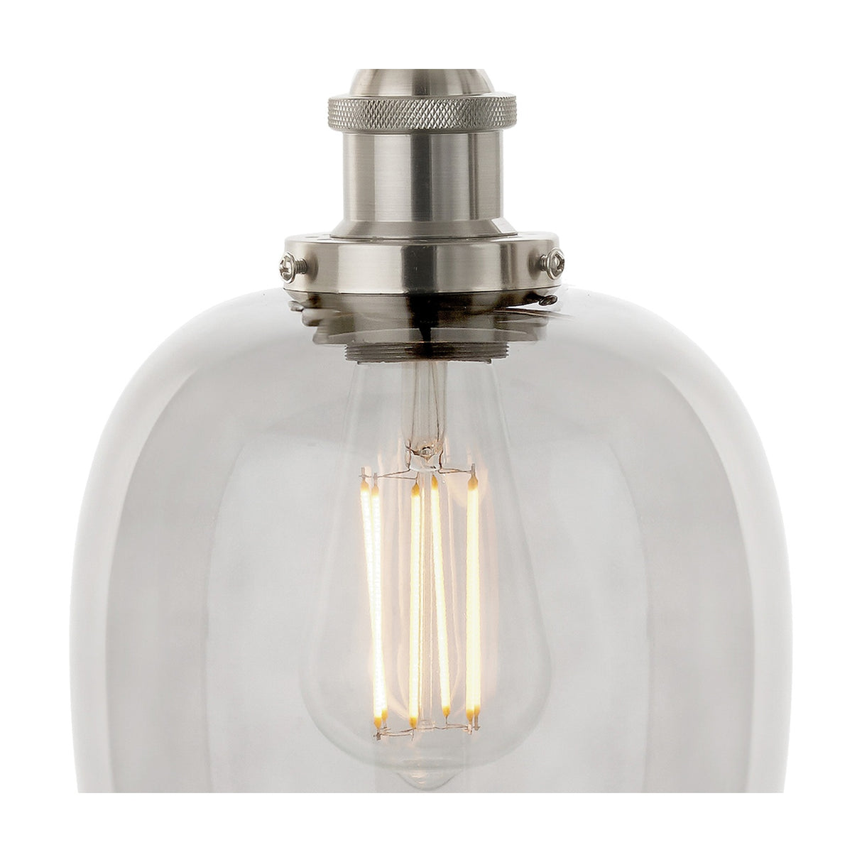 Clio Antique Silver Iron & Smoked Glass Pendant Light - 17cm