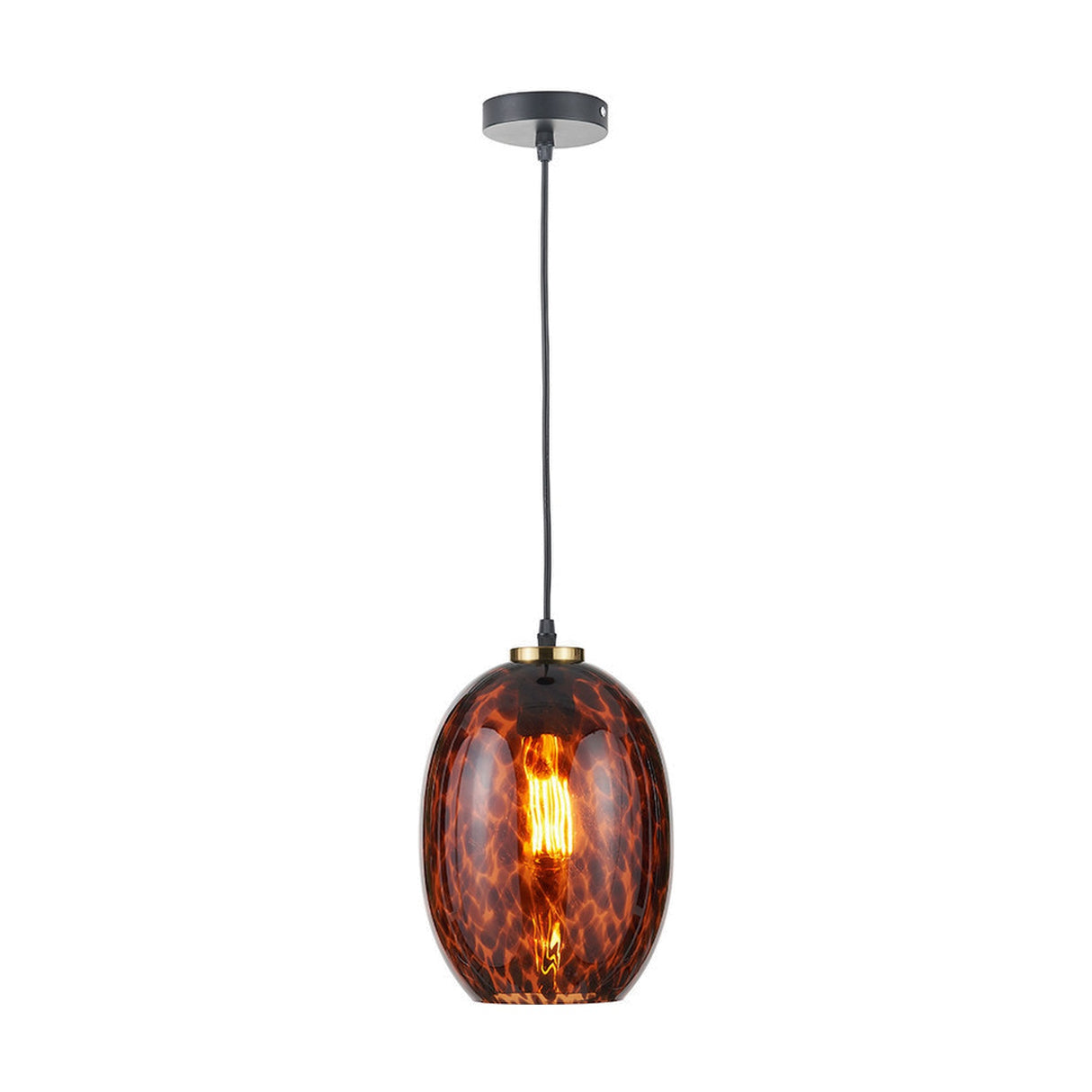 Lucien Tortoiseshell Egg Glass Pendant Light - 20cm