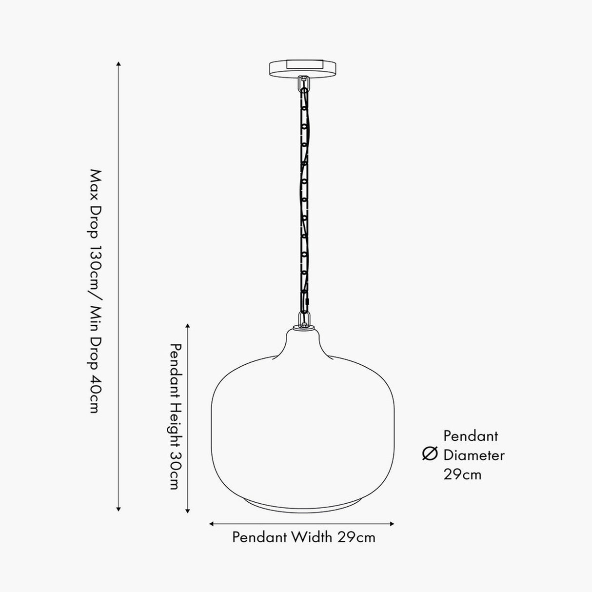 Corby Amber Glass Pendant Light - 29cm