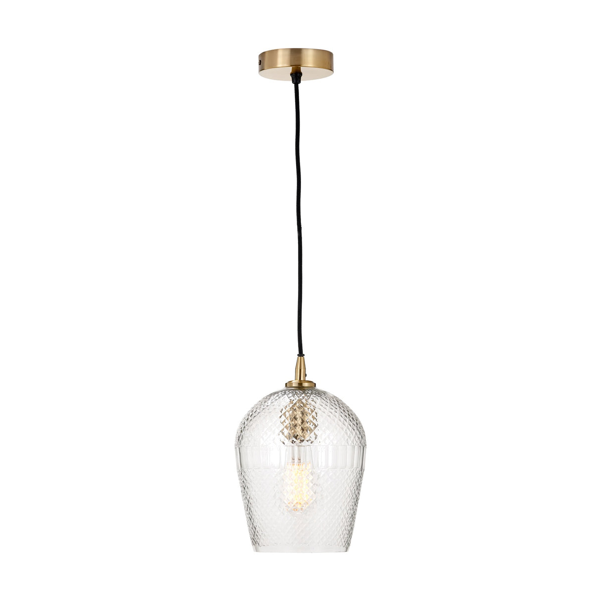 Giselle Diamond Design Clear Handcut Glass Pendant Light - 19cm