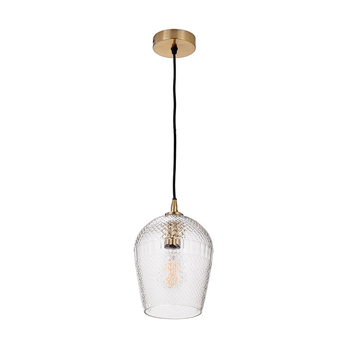 Giselle Diamond Design Clear Handcut Glass Pendant Light - 19cm