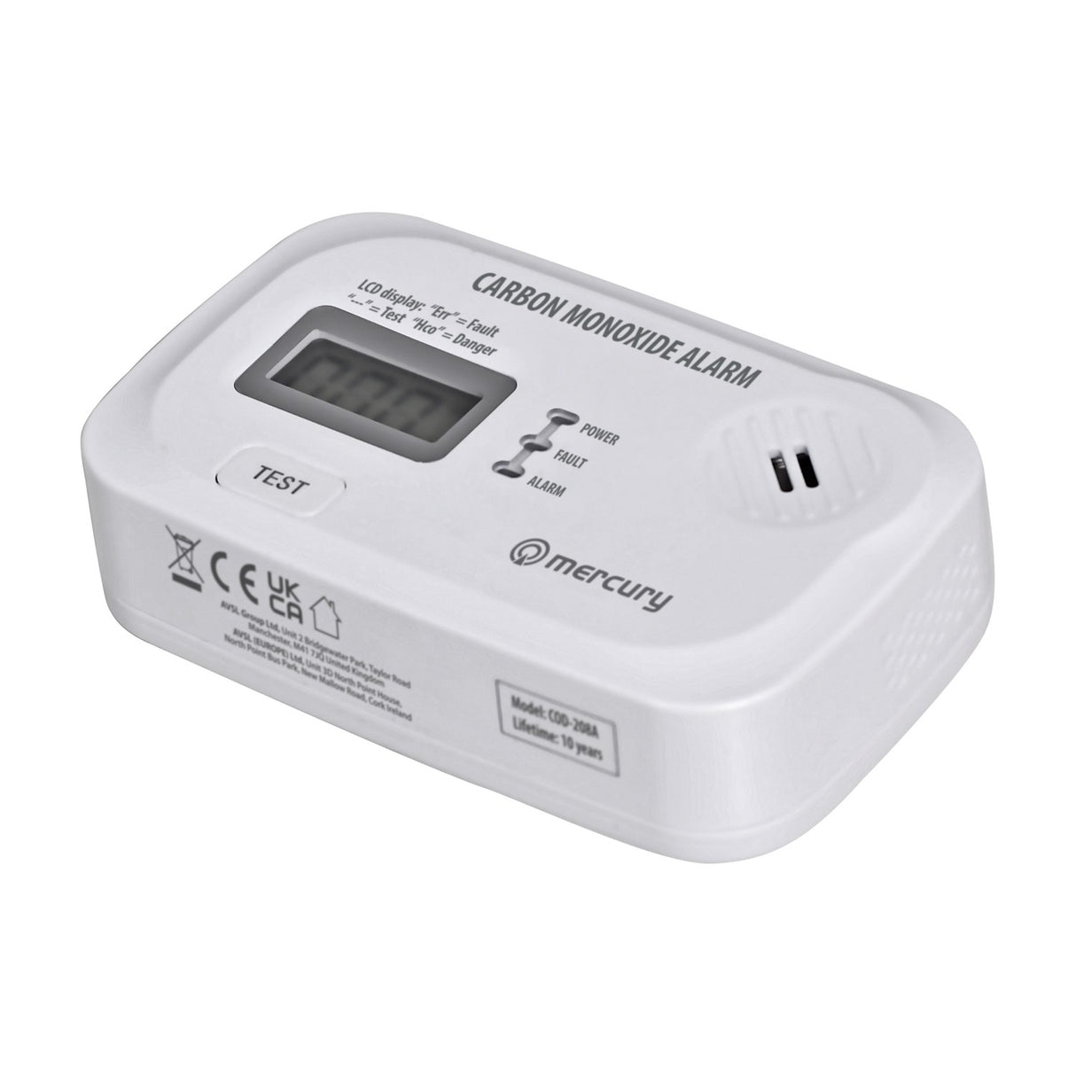 Mercury COD-208A Carbon Monoxide Alarm with LCD Display