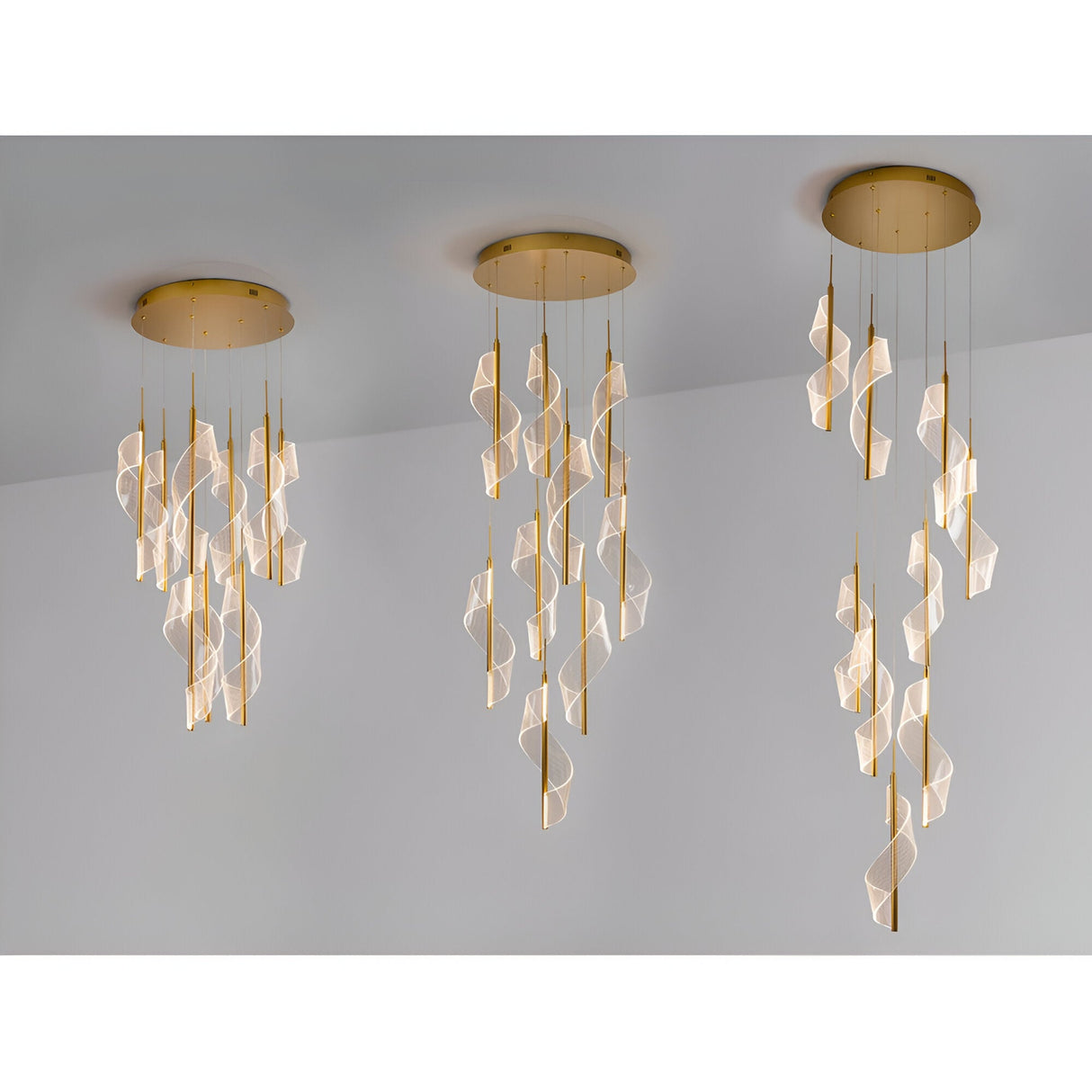 Austral 9 Light LED Cluster Pendant Light 78W 3000K - Gold/Transparent