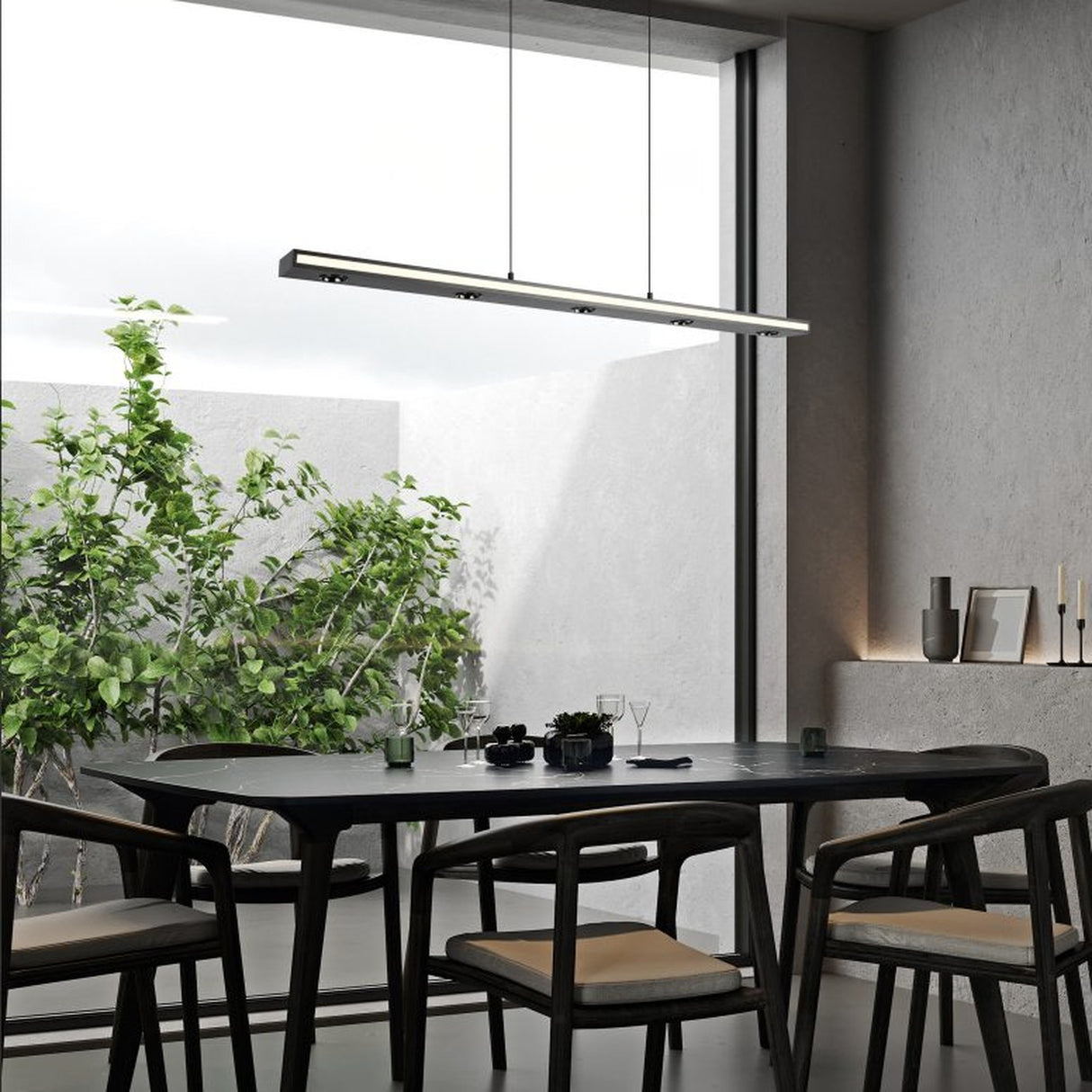 Graham LED Up Down Linear Pendant – Matt Black
