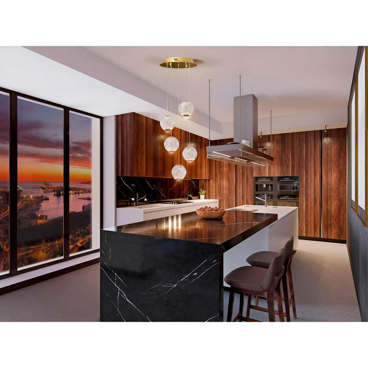 Austral 5 Light LED Cluster Pendant 26W 3200K - Gold/Transparent